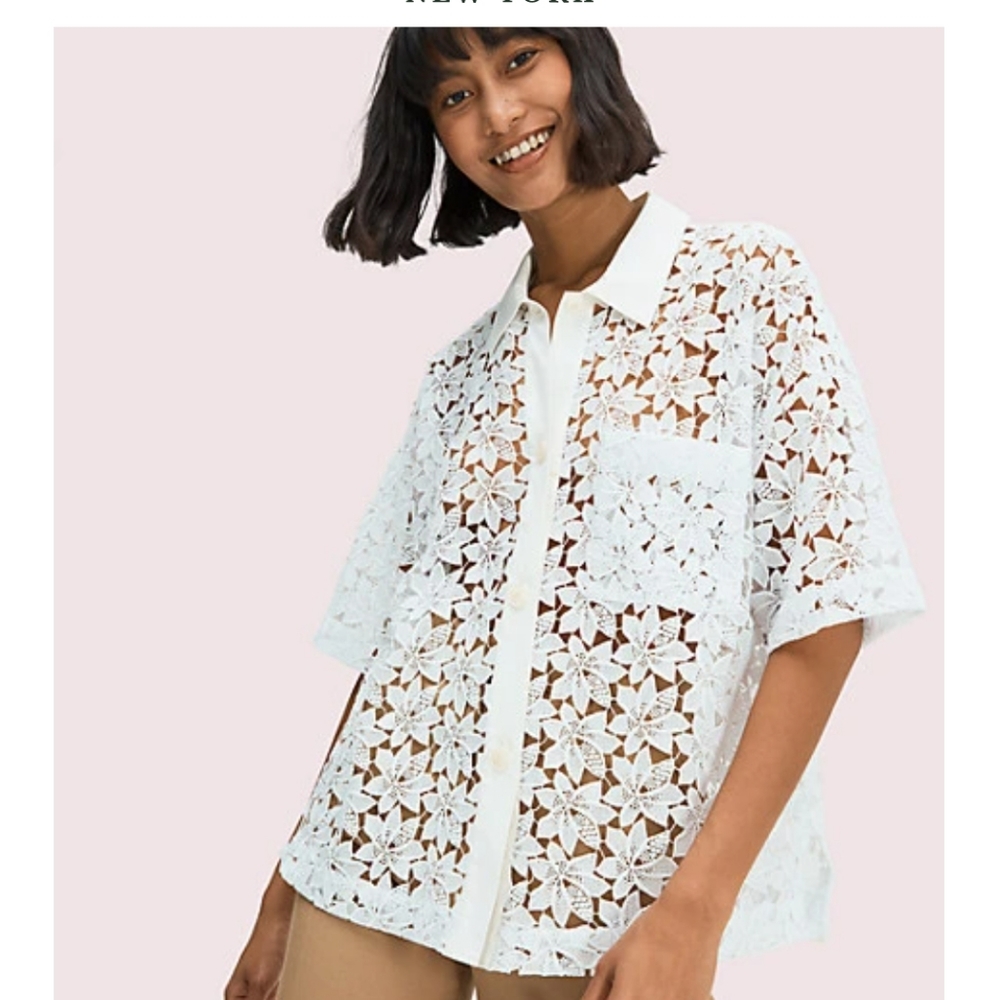 KateSpade Leaf Lace Blouse